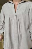 Made in Italy Santos Collared Peasant Smock Blouse Stone